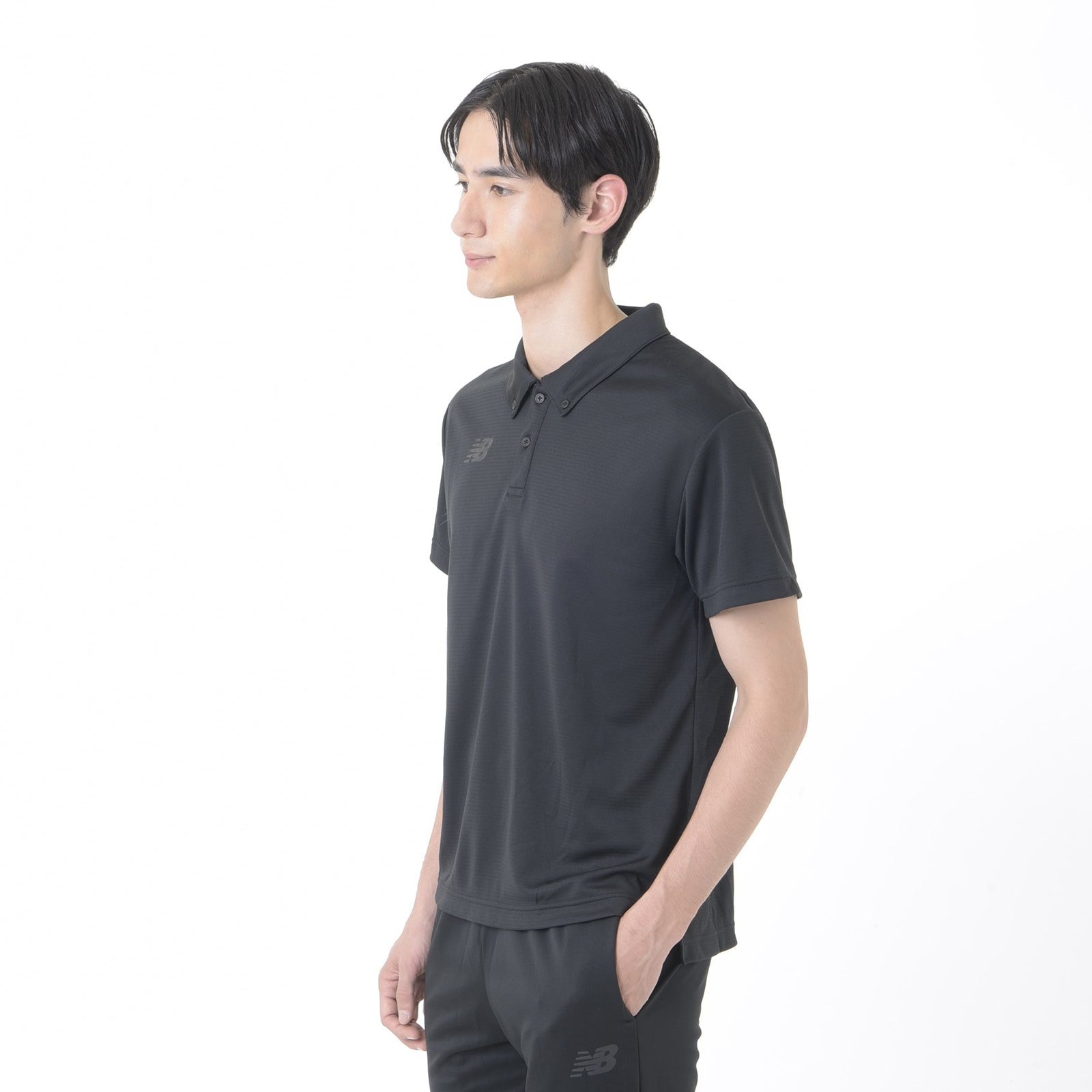 Black Out Collection Poly Stripe Knit Button Down Polo Shirt