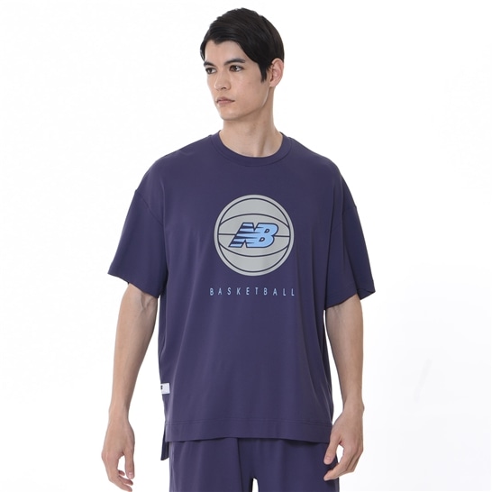 Cool-to-the-touch mesh basketball logo short-sleeve T-shirt