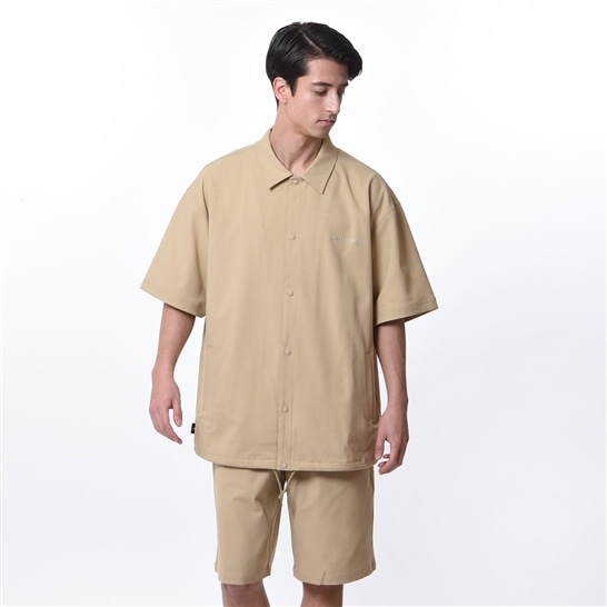 Linen-style short-sleeve coach shirt