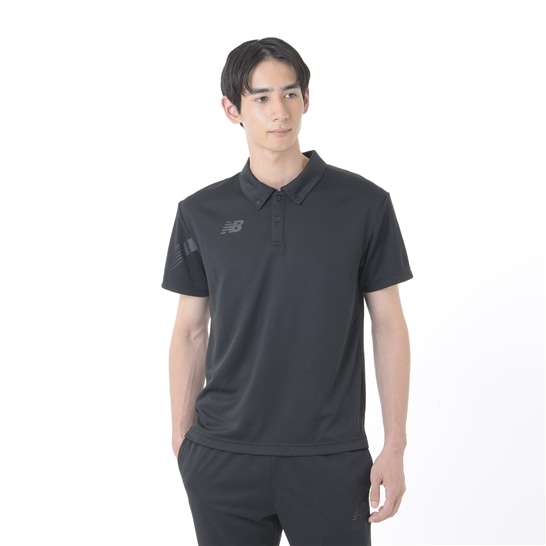 Black Out Collection Poly Stripe Knit Button Down Polo Shirt