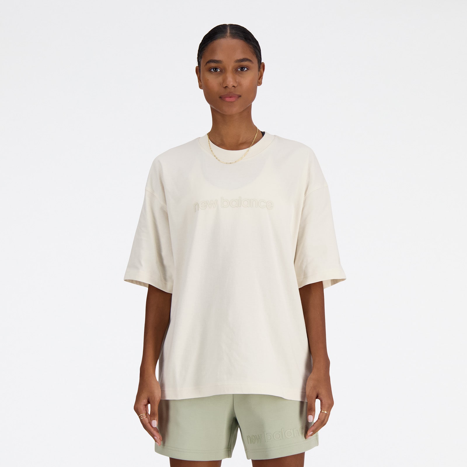 Shifted oversized short sleeve t-shirt